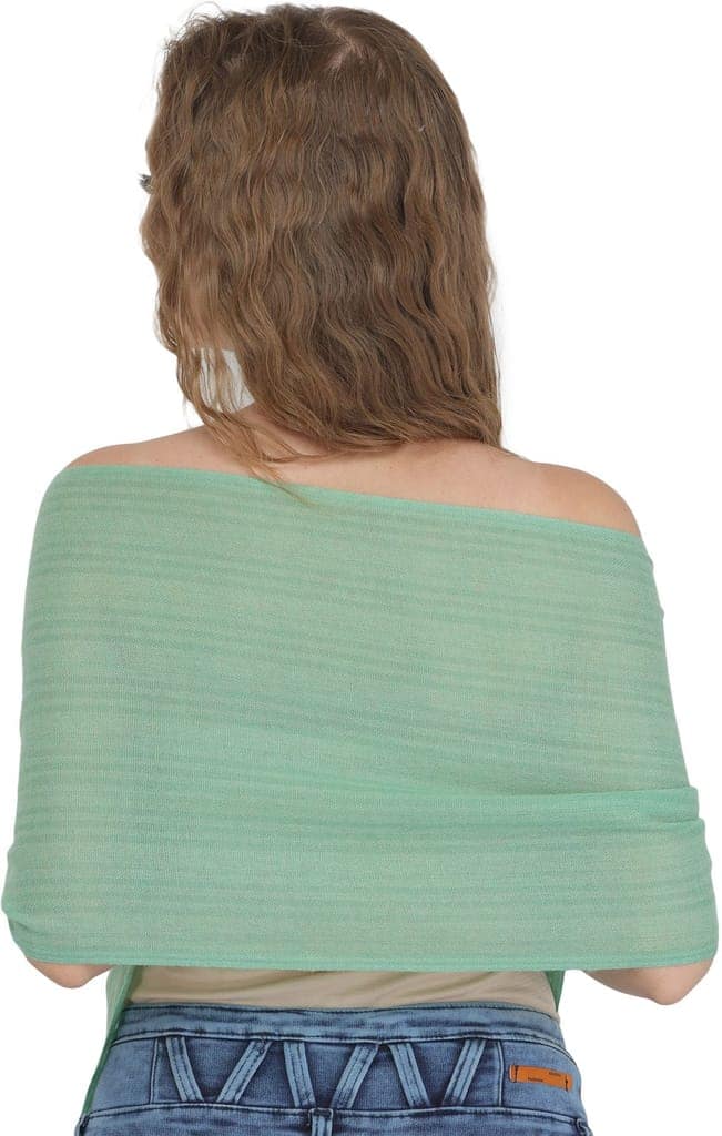 Grayed-Jade Scarf from Nepal with Woven Stripes view 3