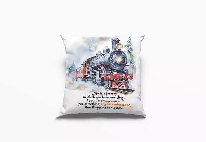 Arni Arts Life Is A Journey Story Cushion Cover 12x12 Inch