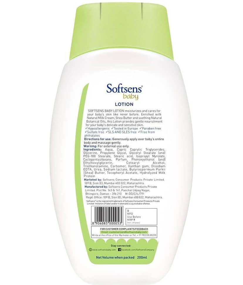 Softsens Baby Nourishing Lotion with Milk Cream & Shea Butter For Face & Body Kids, 200ml, Pack of 3 view 2