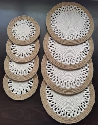 Round table mats cotton placemats (pack of 8) | Big Mats & Hotpads / trivets, Heat Resistant, Reversible Use (Payal) by Bulky Santa