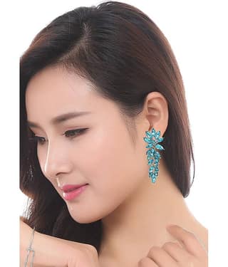 YouBella Gold Plated Stylish Latest Design Crystal Aqua Blue Earrings for Girl's and Women's