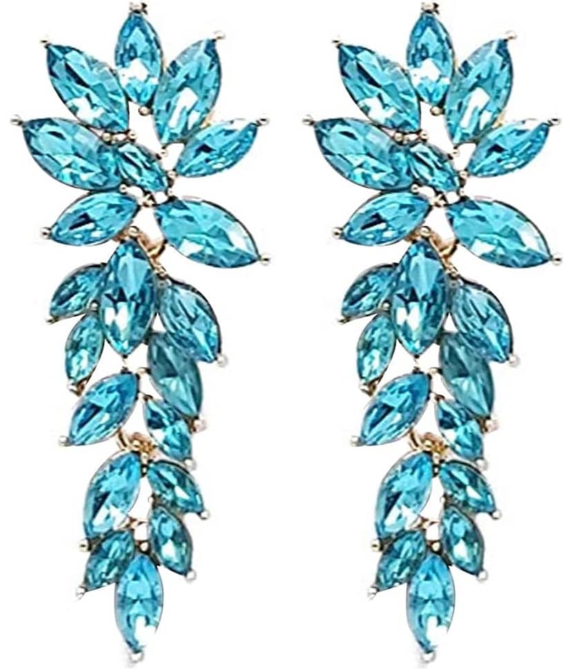 YouBella Gold Plated Stylish Latest Design Crystal Aqua Blue Earrings for Girl's and Women's view 2