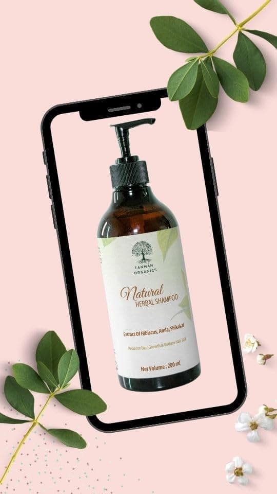 Tanman Organics Natural Herbal Shampoo, Anti Hair Fall, Hair Growth, 200ml X 2 Pack (400 ml) view 2