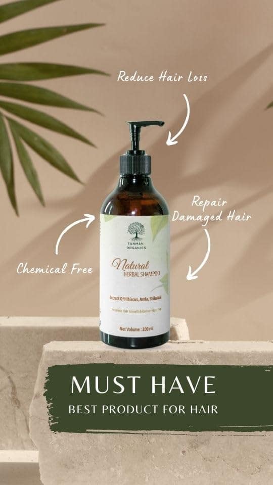 Tanman Organics Natural Herbal Shampoo, Anti Hair Fall, Hair Growth, 200ml X 2 Pack (400 ml) view 3