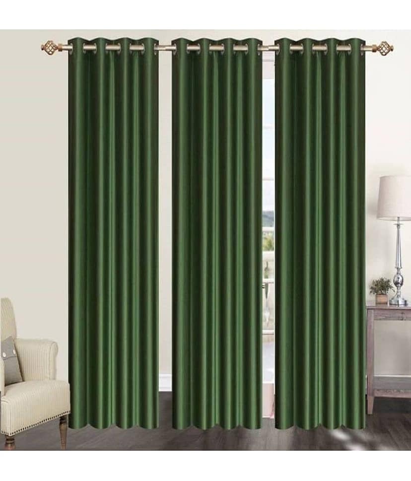N2C Home Solid Semi-Transparent Eyelet Curtain 5 ft ( Pack of 3 ) - Green