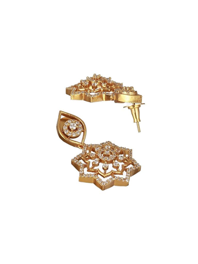Gold Plated CZ Studded Floral Locket Jewellery Set view 4