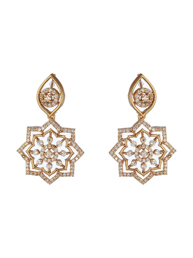 Gold Plated CZ Studded Floral Locket Jewellery Set view 5
