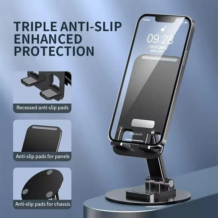 JAIKSON ™ 8124 Portable Phone & Tablet Stand 360 Rotating Aluminum Foldable Desk Organizer Mobile Holder view 4