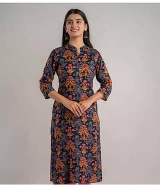 MAUKA - Multicolor Rayon Women's Straight Kurti ( Pack of 1 )