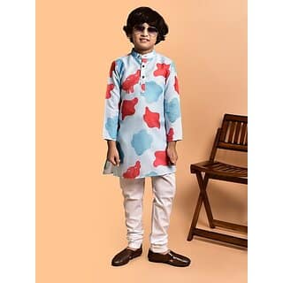 PrintCultr Boys Festive & Party Kurta and Pyjama Set (White)