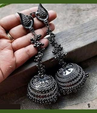 Samridhi DC Silver Jhumki Earrings ( Pack of 1 )
