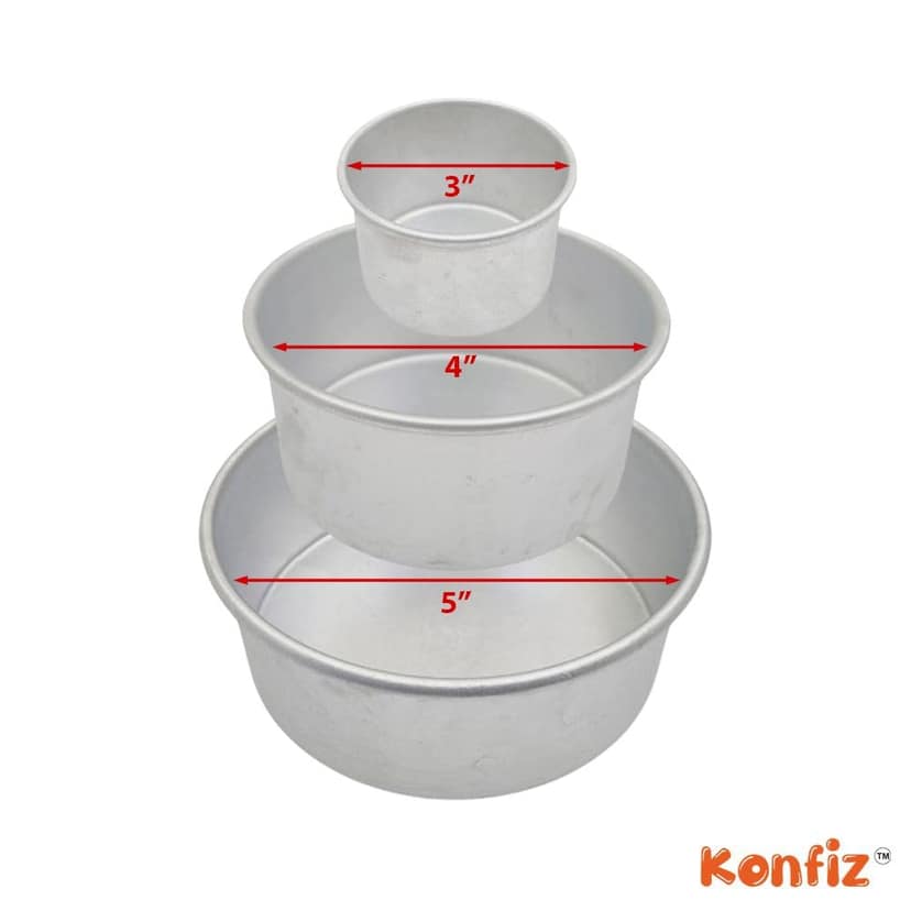Aluminium Baking Round Cake Pan for Microwave Oven For Cake & Pizza (Silver, Set of 3 Pieces) view 2