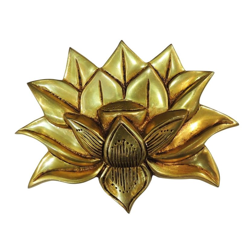 Handcrafted Brass Lotus Flower Statue | Spiritual Home Decor, Height : 5.2 Inch (BSMAS1607 F) view 2