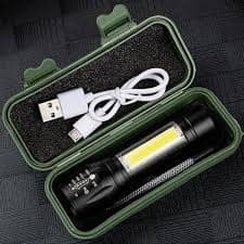 Rechargeable LED Flashlight Torch Metal Mini COB Side Light