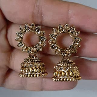 luv fashion gold oxidized jhumkis view 2