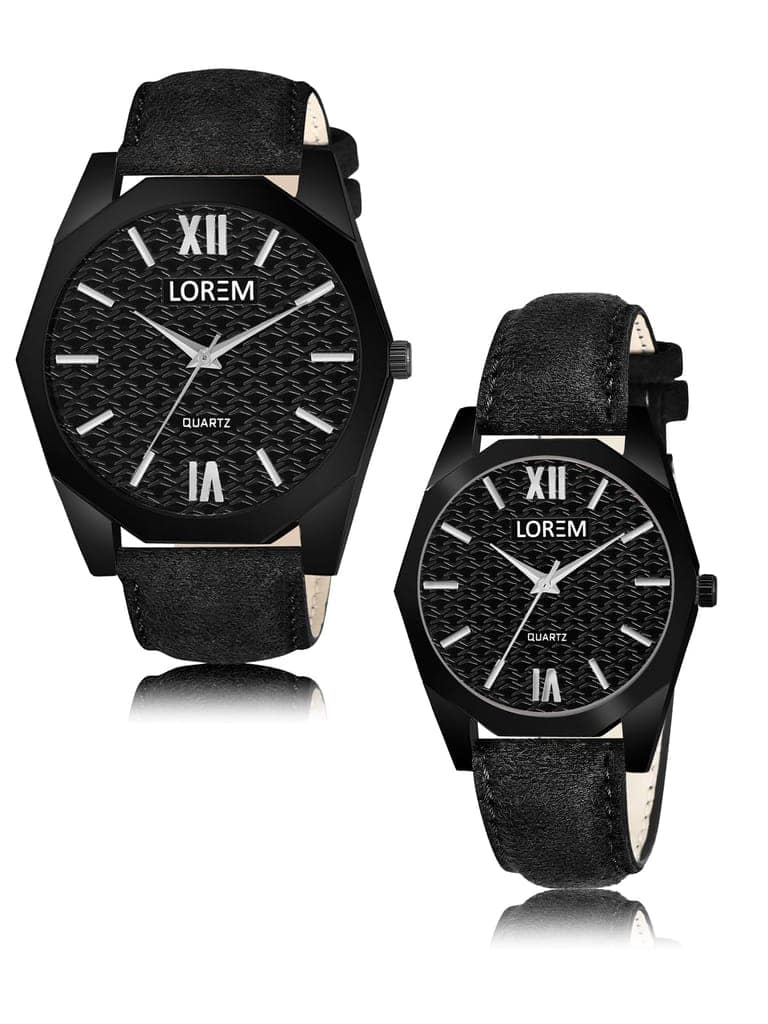 Black 3D embossed Dial Analog Watch for Lovely Couple LR82-LR329 view 2
