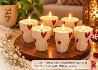 DHRUVINSRI Handmade Ceramic Diya & Tealight Holder Set of 4 Pcs, Reusable, Eco friendly | Decorative Multi-Purpose Festive Home Decor
