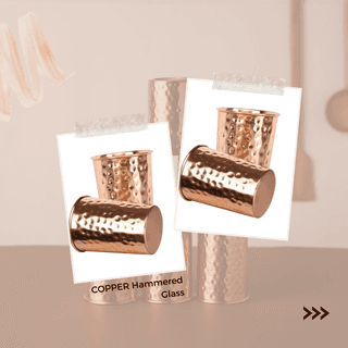 Being Classic - Copper Hammered Glass 300ml | Set of 2 | in Home & Kitchen for Drinking Water