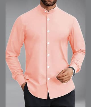 BHUVIKOO Cotton Blend Slim Fit Solids Full Sleeves Men's Casual Shirt - Peach ( Pack of 1 )