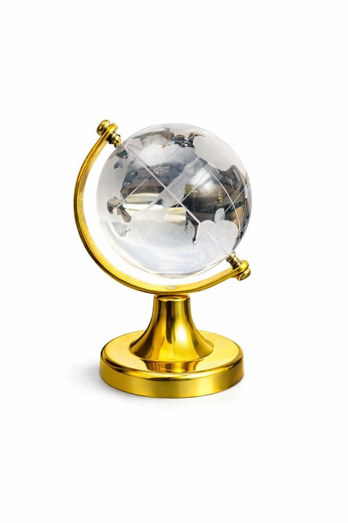 Ahina Golden Globe Showpiece | Crystal | Golden | Free Size | Decorative World Map Globe for Home Office Desk Décor