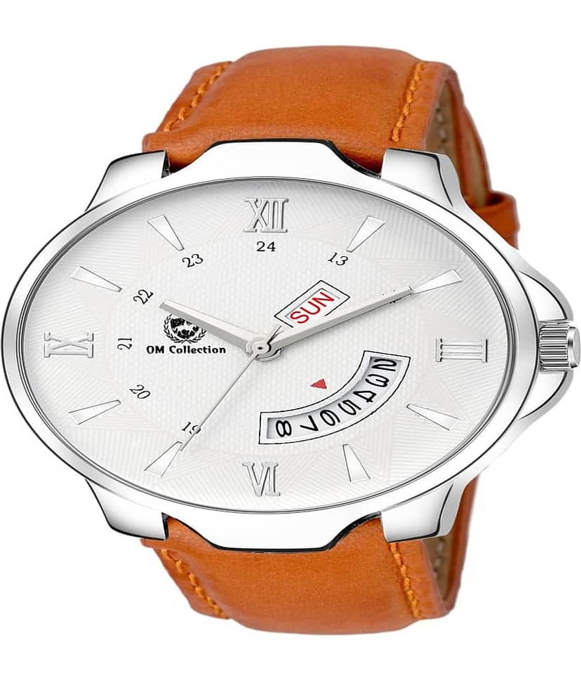 Om Collection - Orange Leather Analog Men's Watch