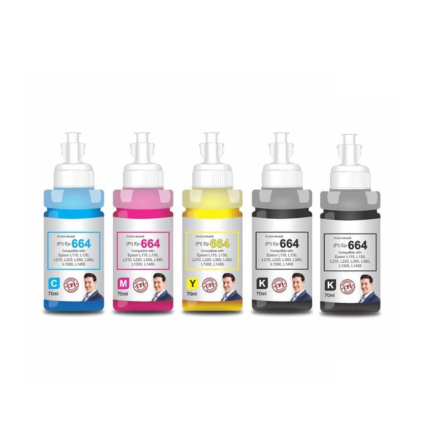 ProDot Ep-664 Inkjet Ink Refill Compatible with Epson L100, L130, L210, L220, L300, L310, L350, L355, L360, L380, L485, L565, L655, L1300, L1455 Ink Tank Printers