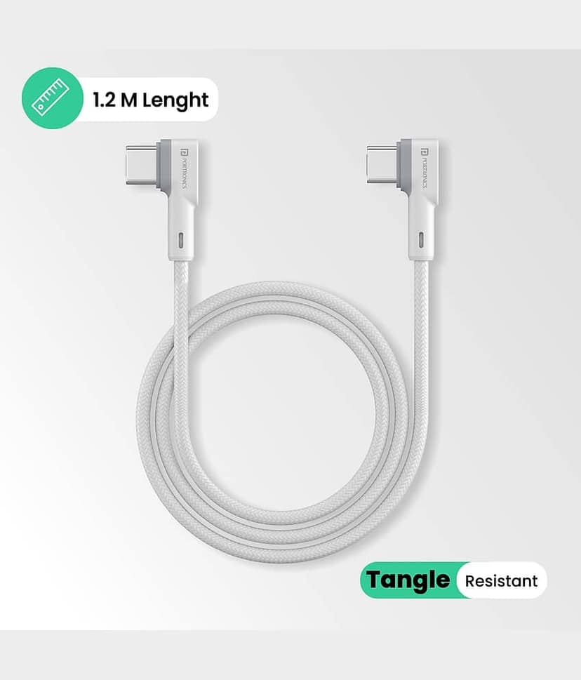 Portronics Konnect L Type -C to Type C Cable:60 W Type -C to Type-C Cable ,White (POR 1442) view 2