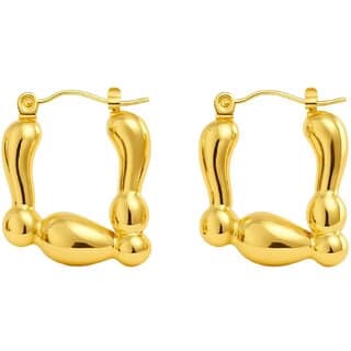 18k Gold Plated Hoop Earring (Quilted Chunky Hoop Earrings)