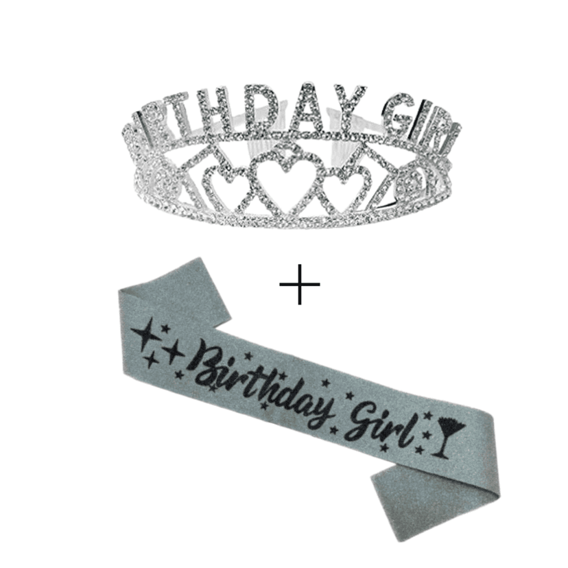 Birthday Girl Sash And Birthday Girl Crown - Pack of 2 Pcs Silver Birthday Sash for Girls | Birthday Crowns for Girls view 4