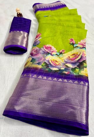 Floral Printed Dola Silk Saree