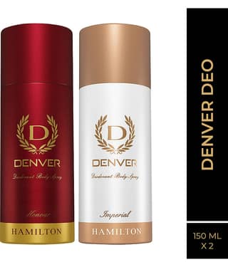 Denver Imperial & Honour Long Lasting Deodorant Spray For Men 150 ml Each (Pack of 2)