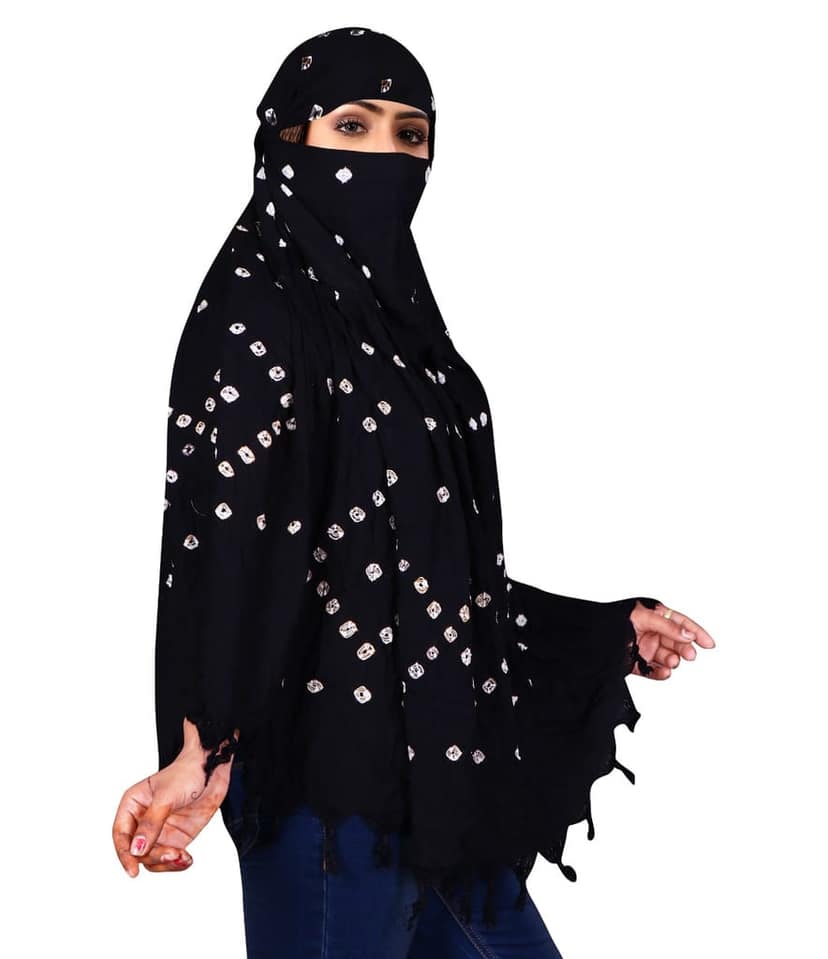 Women's Black Bandhani Cotton Scarf view 3