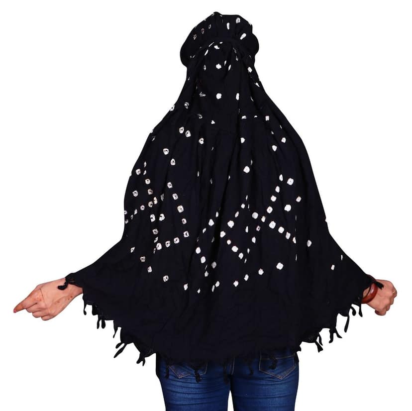 Women's Black Bandhani Cotton Scarf view 4