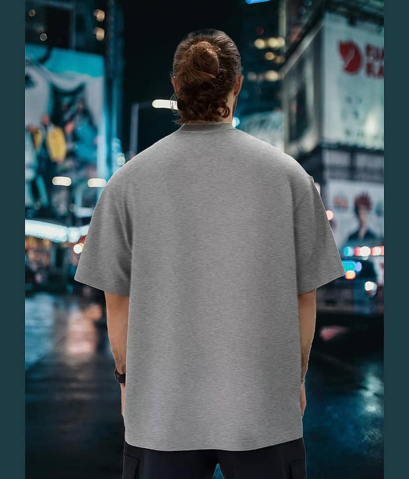 Leotude Men Cotton Blend Oversized Fit Printed T-Shirt ( Grey ) view 2