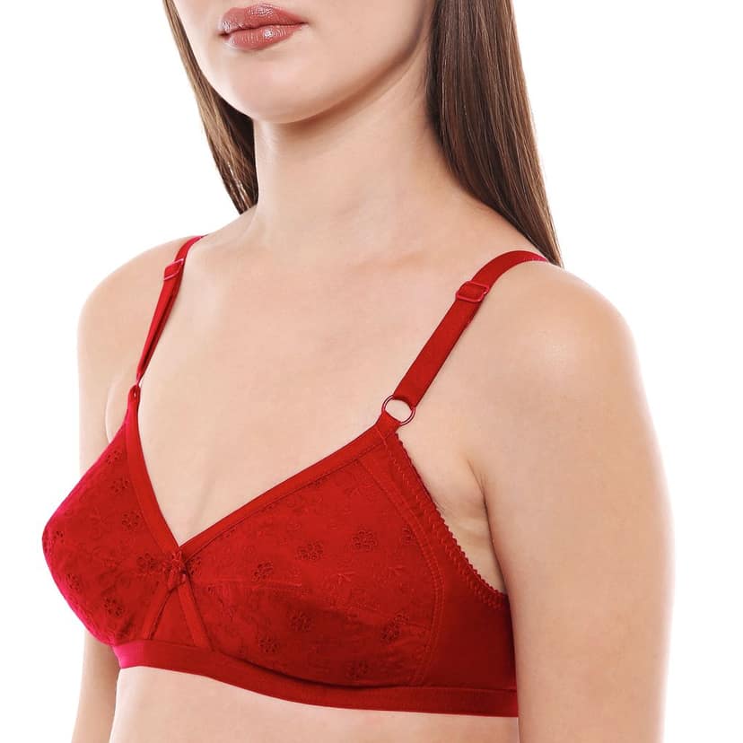 Bodycare Women Poly Cotton Full Coverage Non Padded Regular Bra 5524-RED view 4
