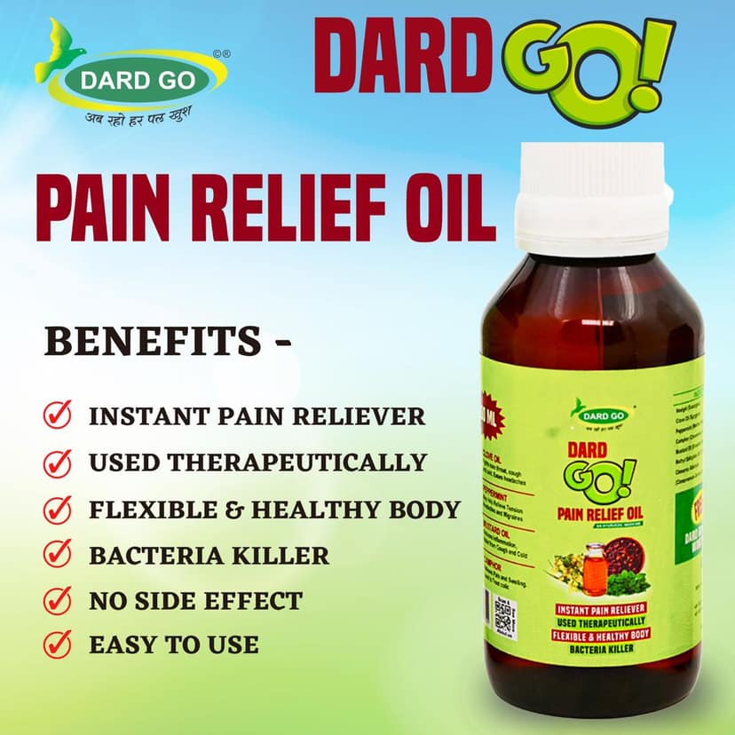 Dardgo Pain Relief Oil | Ideal for Joint Pain, Knee Pain, Neck Pain, Back Pain, Shoulder Pain, Sciatica Pain | Instant Pain Reliever | Ayurvedic & Non-Sticky, 100 ml + Roll On (Combo Pack) view 3
