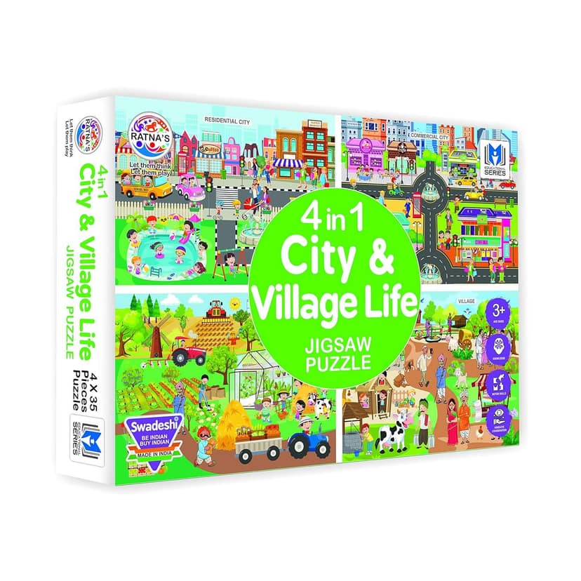 4in1 City & Village Life Jigsaw Puzzle for Kids