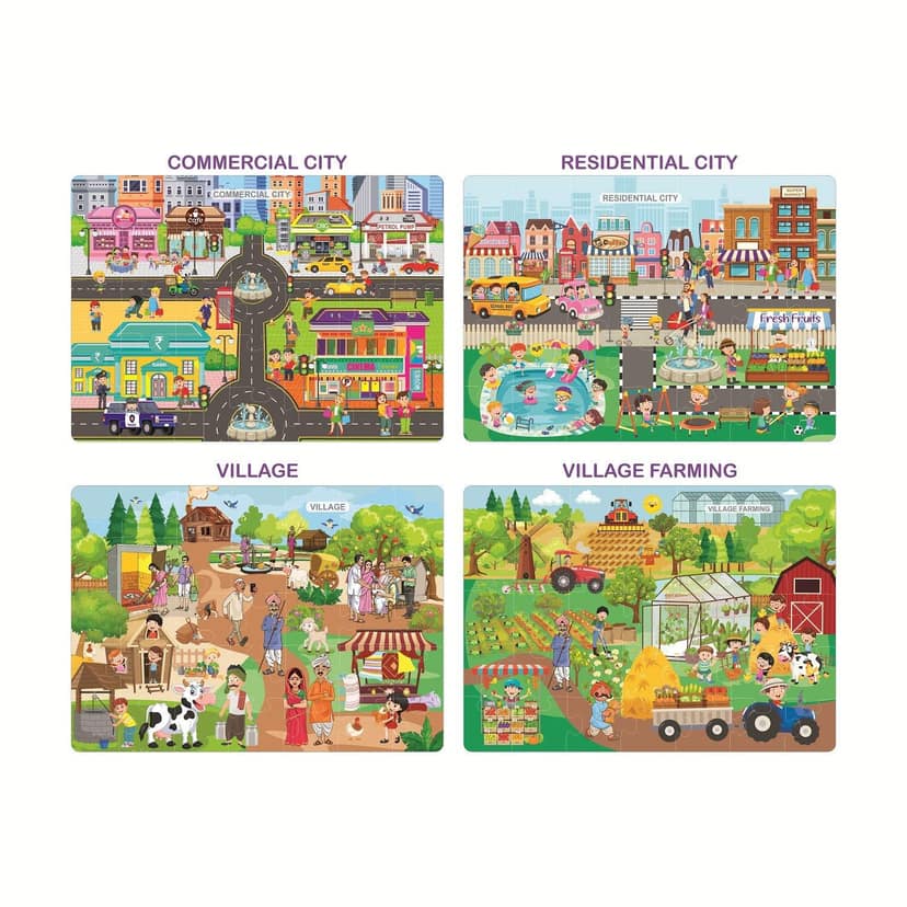 4in1 City & Village Life Jigsaw Puzzle for Kids view 2