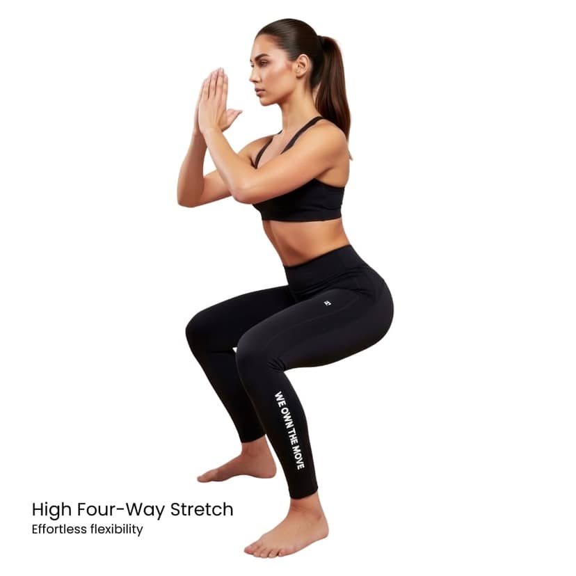 WOTM Signature Black Active Wear for Women | High Waist Gym Leggings | Colorado Fabric Yoga Pants | Gym Pants for Women Workout | Sports Tights view 2