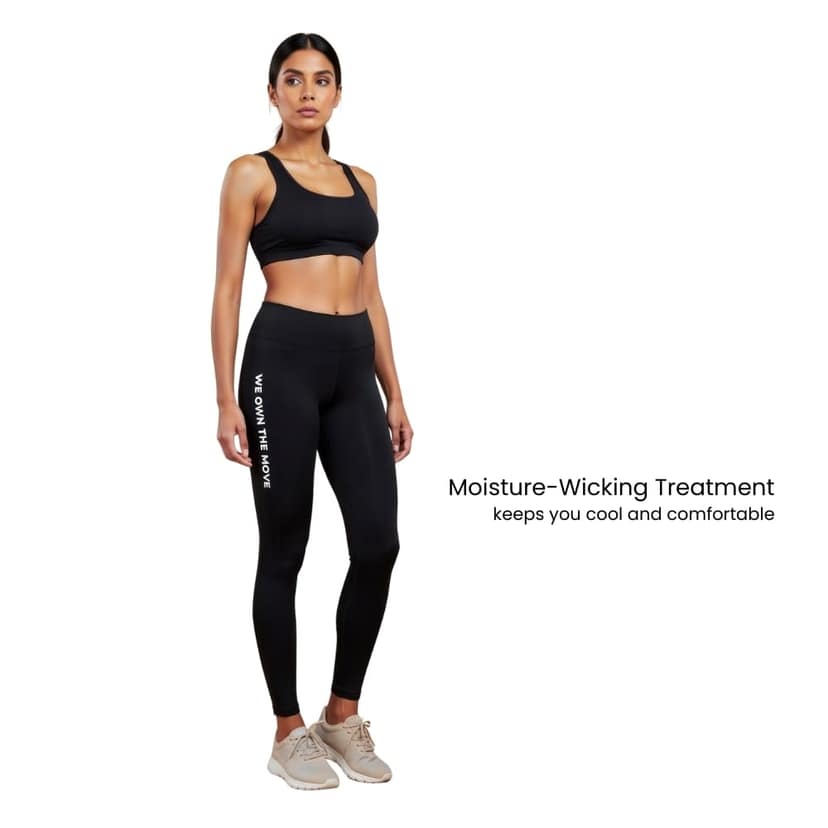 WOTM Signature Black Active Wear for Women | High Waist Gym Leggings | Colorado Fabric Yoga Pants | Gym Pants for Women Workout | Sports Tights view 4
