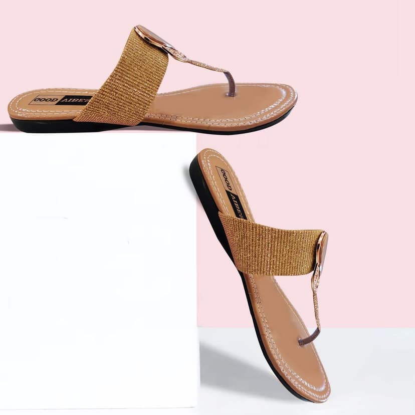 Peach Pink Metallic Comfortable and Stylish Flats Fashion Sandals Slip On | For Casual Wear, Party and Formal Wear Occasions | For Women & Girls (numeric_7) view 4