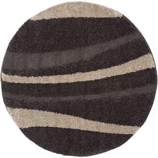 GALLERY HOME Silky Smooth Anti-Skid Shaggy Round Carpet with 2 inch Thickness (5 x 5 Round, Brown T5) view 2