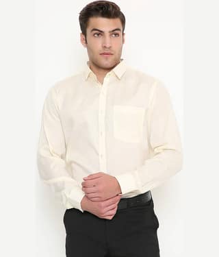 Maharaja Cotton Blend Slim Fit Full Sleeves Men's Formal Shirt - Beige ( Pack of 1 )