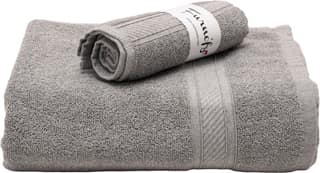 Furnofy Cotton 450 GSM Bath, Hand Towel Set Grey (Pack Of 2)