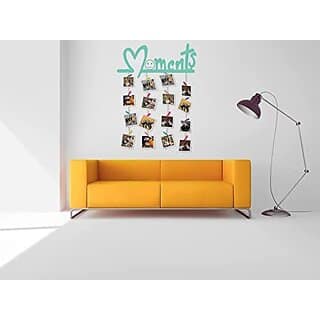 Khush Its Amazing Home Decor Wood Sea Green Moments Picture Photo Frame for Wall Decor Photos Artworks Prints Multi Pictures Organizer & Hanging Display Frames with Wood Clips
