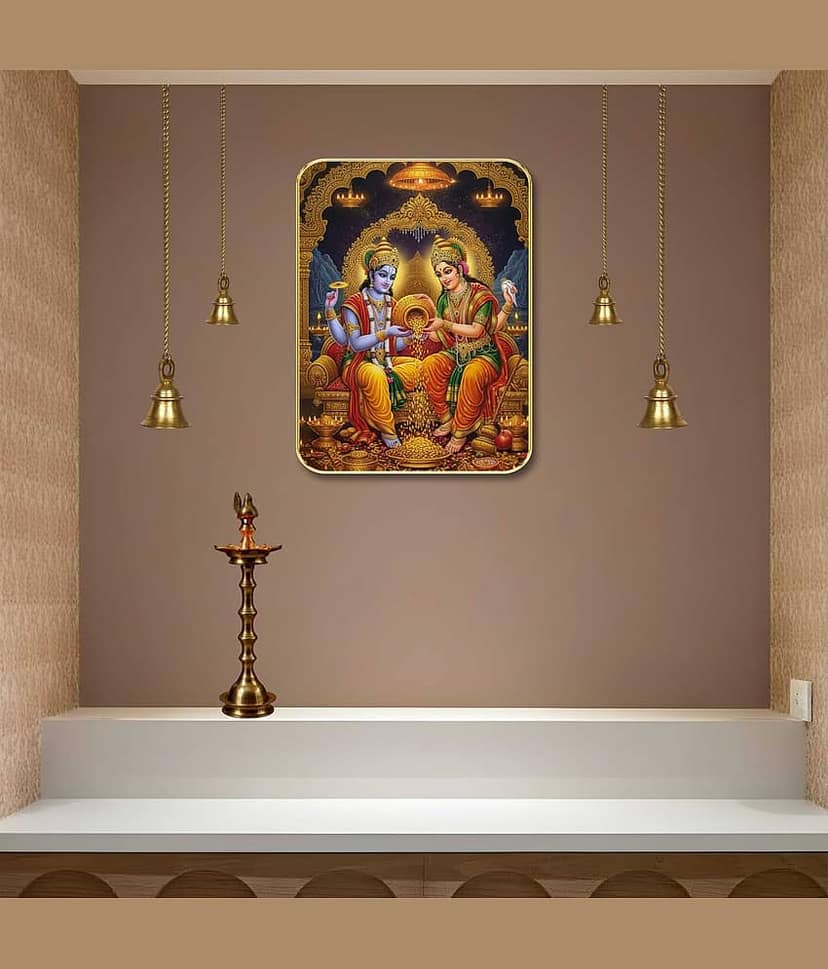 Livin'luxe Lakshmi Narayan Vishnu Lakshmi MDF Wall Art with Table Top Stand view 2