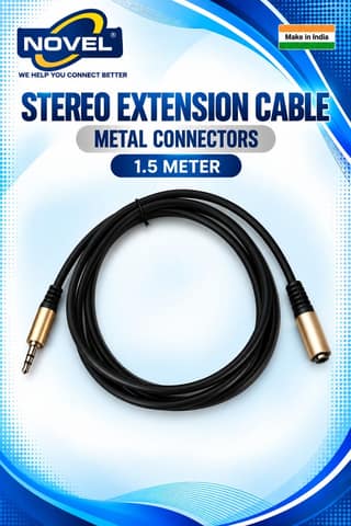 NOVEL STEREO EXTENSION CABLE MALE - FEMALE METAL 1.5 METER