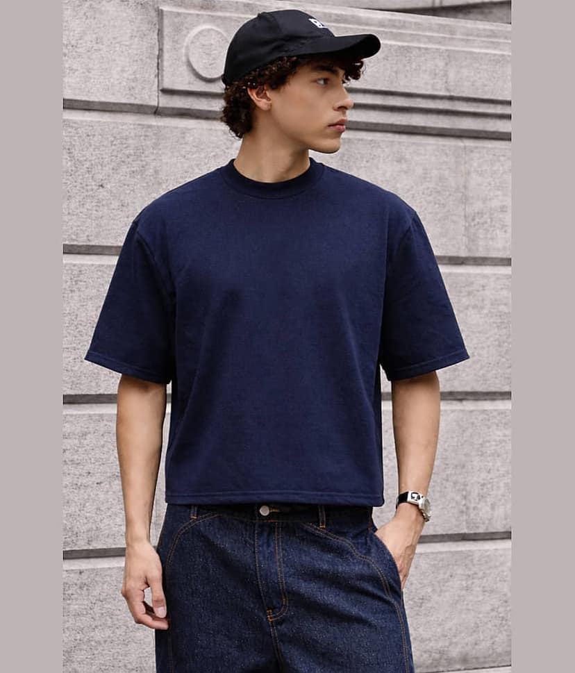 FTX Men Cotton Blend Oversized Fit Printed T-Shirt ( Navy )