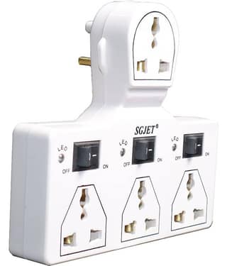 SGJET 4 UNIVERSAL SOCKET 3 SWITCH MULTI PLUG EXTENSION BOARD 4 Socket Extension Boards (White)