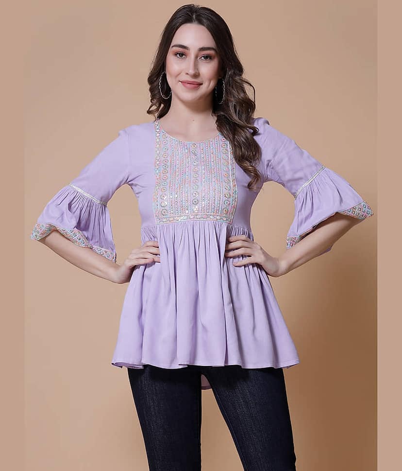 GOD BLESS - Purple Rayon Women's A-Line Top ( Pack of 1 )